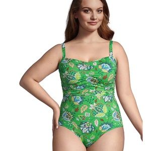 Lands' End Chlorine Resistant Tummy Control Sweetheart One Piece Swimsui…